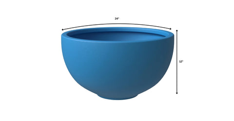 Iris Modern Round Planter Pot in Fiberstone and Clay Weather Resistant Design 12 Inch / Blue