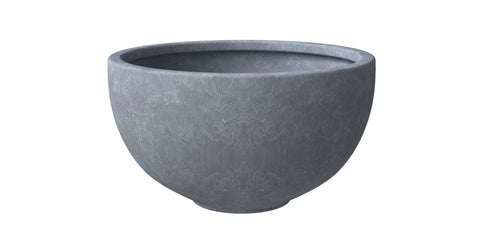 Iris Modern Round Planter Pot in Fiberstone and Clay Weather Resistant Design 12 Inch / Grey