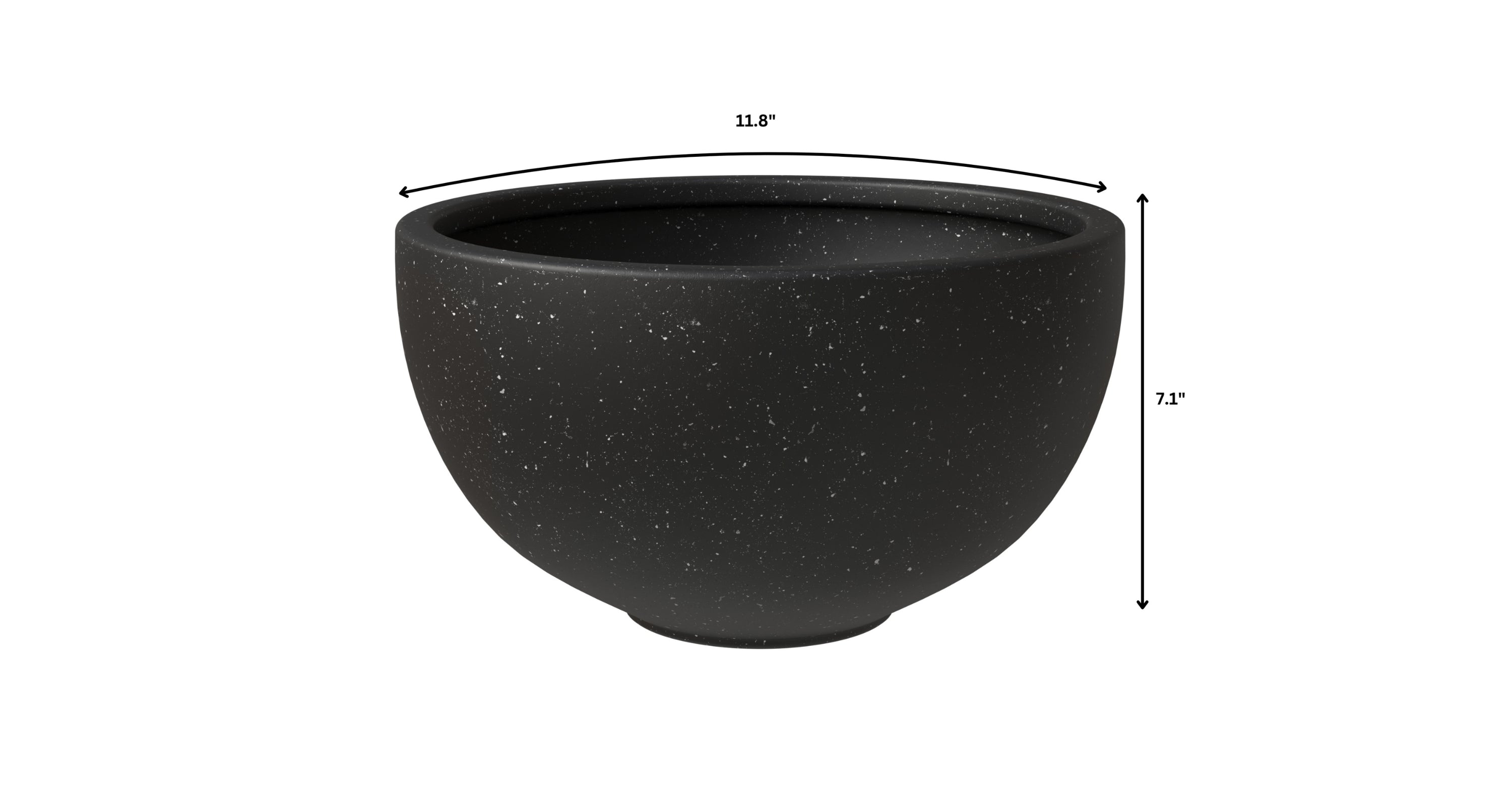 Iris Modern Round Planter Pot in Fiberstone and Clay Weather Resistant Design 7 Inch / Black