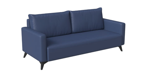 Inno 3-Seater Leather Wide Sofa with Stainless Steel Legs and Removable Cushions Dark Blue