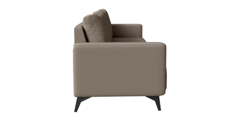 Inno 3-Seater Leather Wide Sofa with Stainless Steel Legs and Removable Cushions Taupe