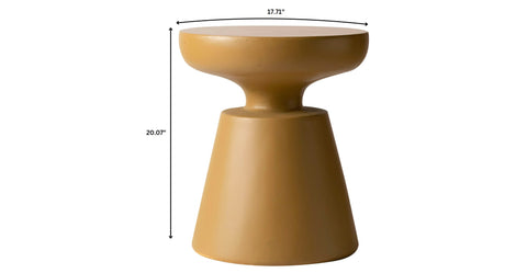 Isle Minimalist Side Table with Round Fiberstone Tabletop Accent Table and Pedestal Base Brown