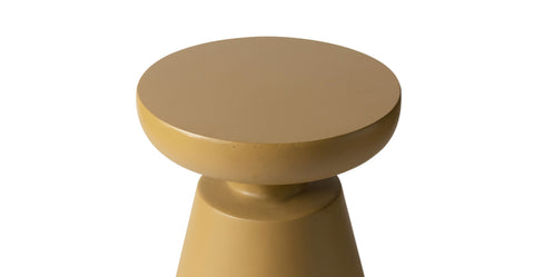 Isle Minimalist Side Table with Round Fiberstone Tabletop Accent Table and Pedestal Base Brown