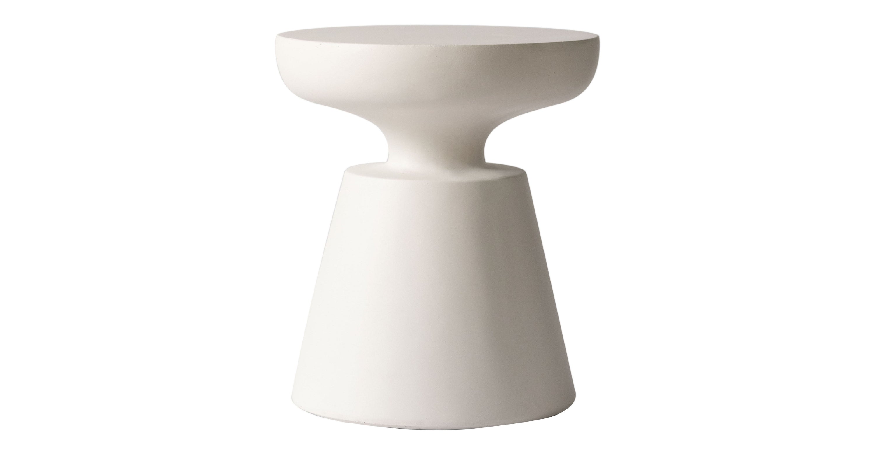 Isle Minimalist Side Table with Round Fiberstone Tabletop Accent Table and Pedestal Base Cream