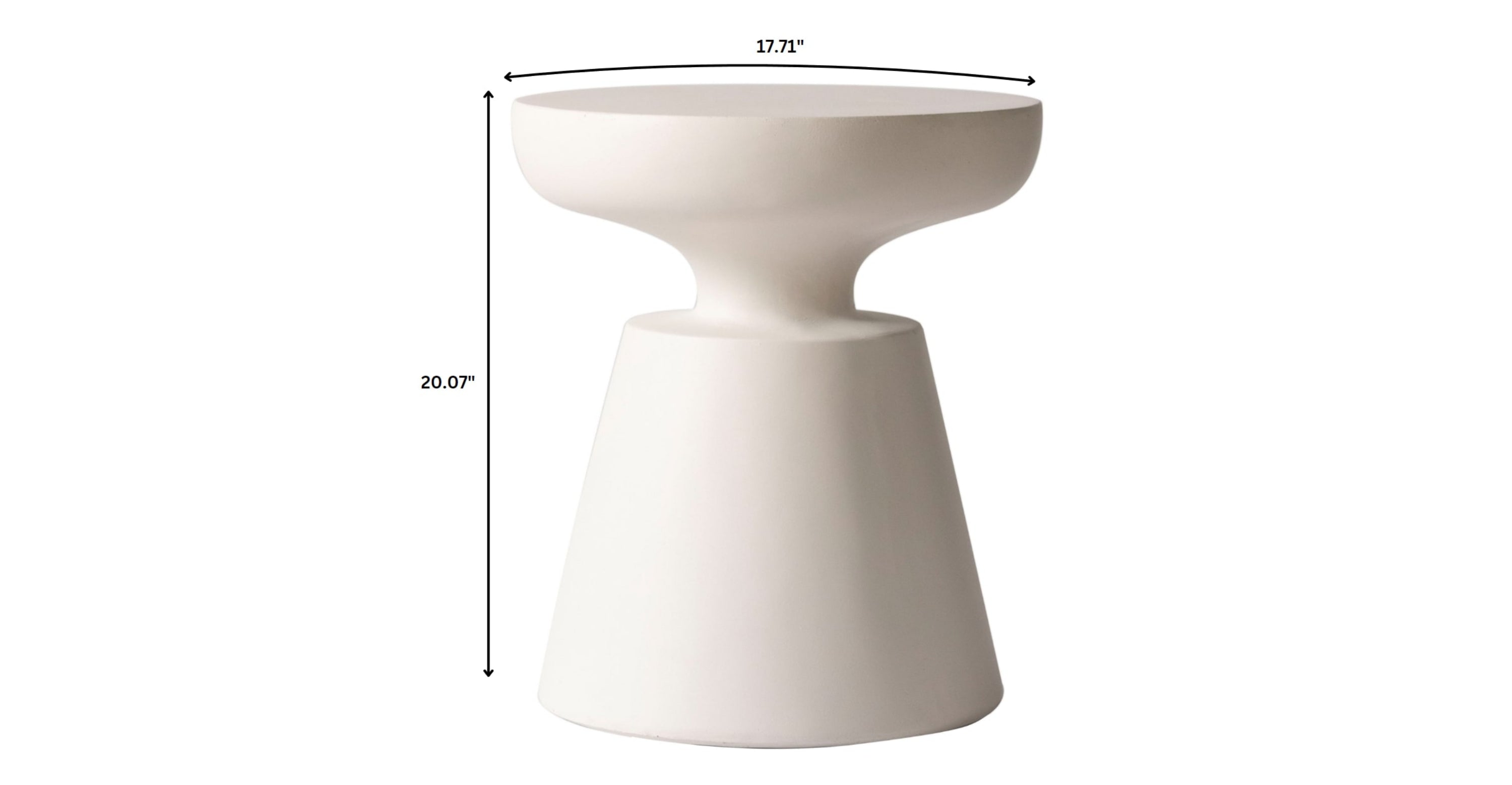 Isle Minimalist Side Table with Round Fiberstone Tabletop Accent Table and Pedestal Base Cream