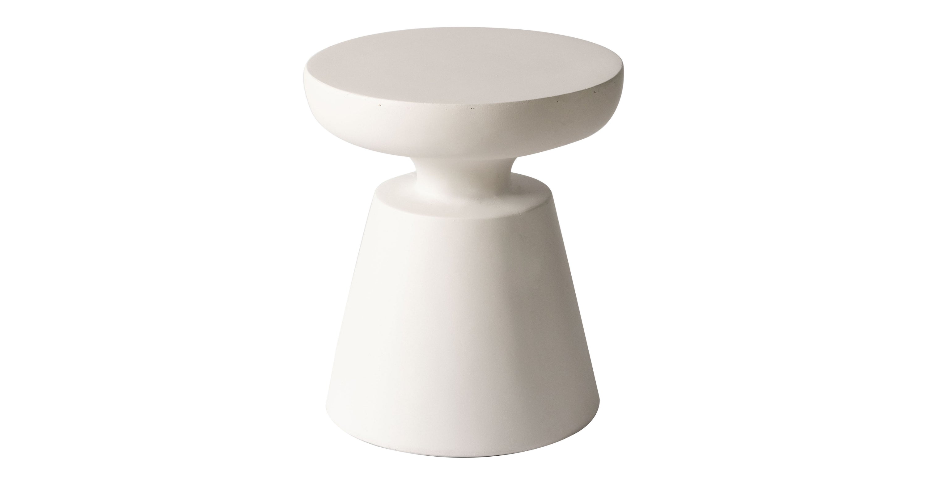 Isle Minimalist Side Table with Round Fiberstone Tabletop Accent Table and Pedestal Base Cream