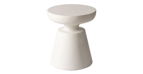 Isle Minimalist Side Table with Round Fiberstone Tabletop Accent Table and Pedestal Base Cream