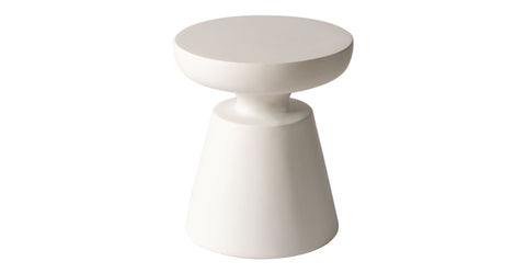 Isle Minimalist Side Table with Round Fiberstone Tabletop Accent Table and Pedestal Base Cream