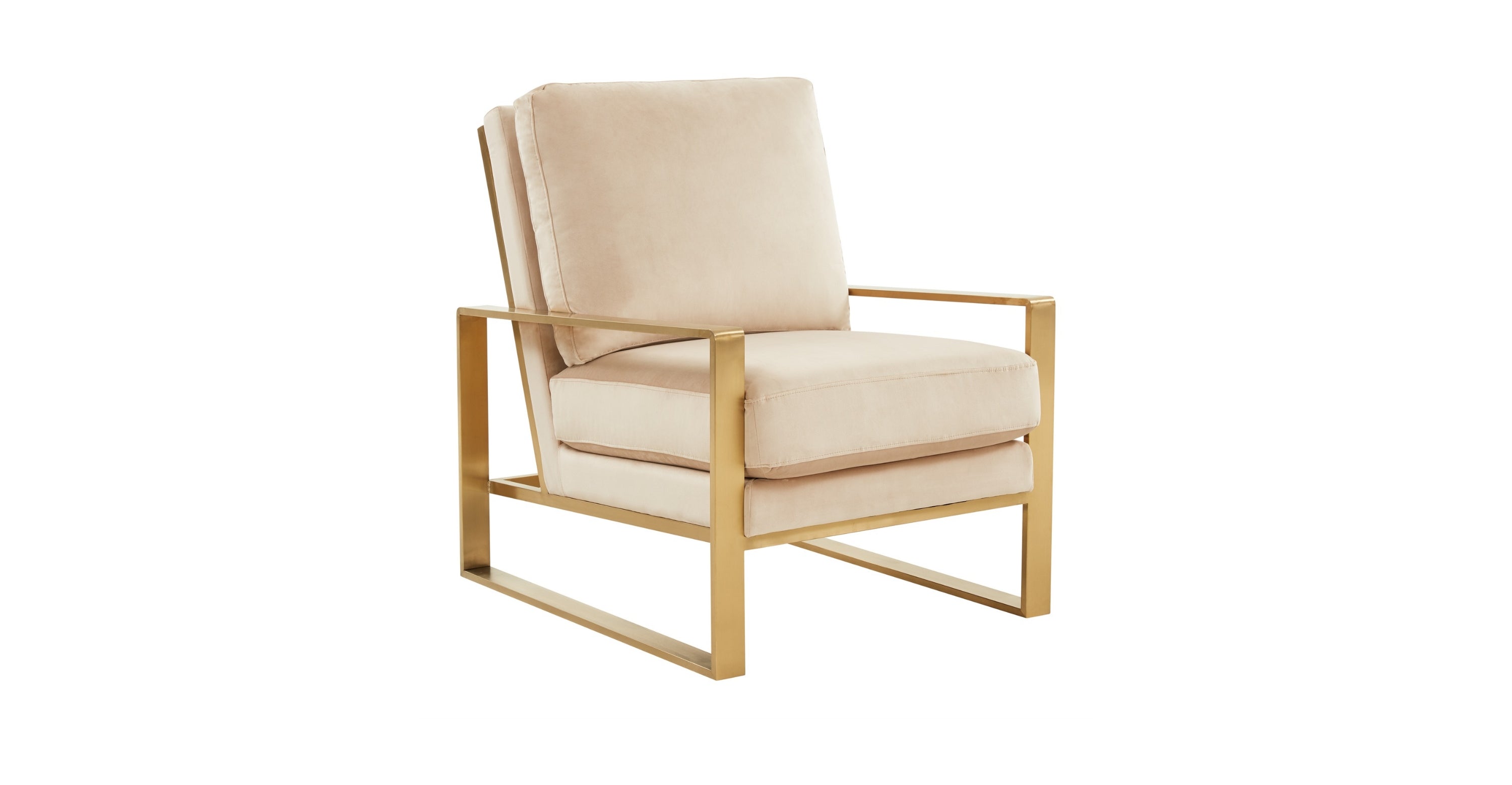 Jefferson Accent Armchair with Upholstered and Gold/Silver Metal Frame Beige / Gold / Velvet