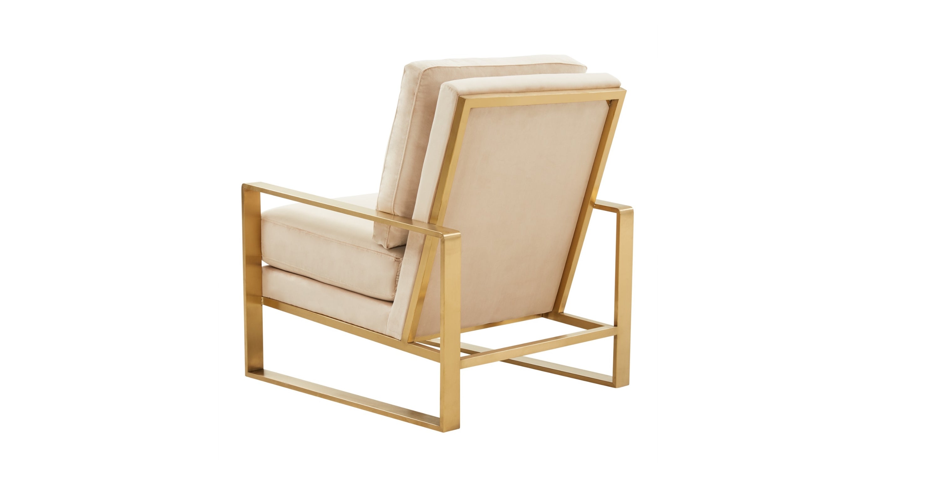 Jefferson Accent Armchair with Upholstered and Gold/Silver Metal Frame Beige / Gold / Velvet