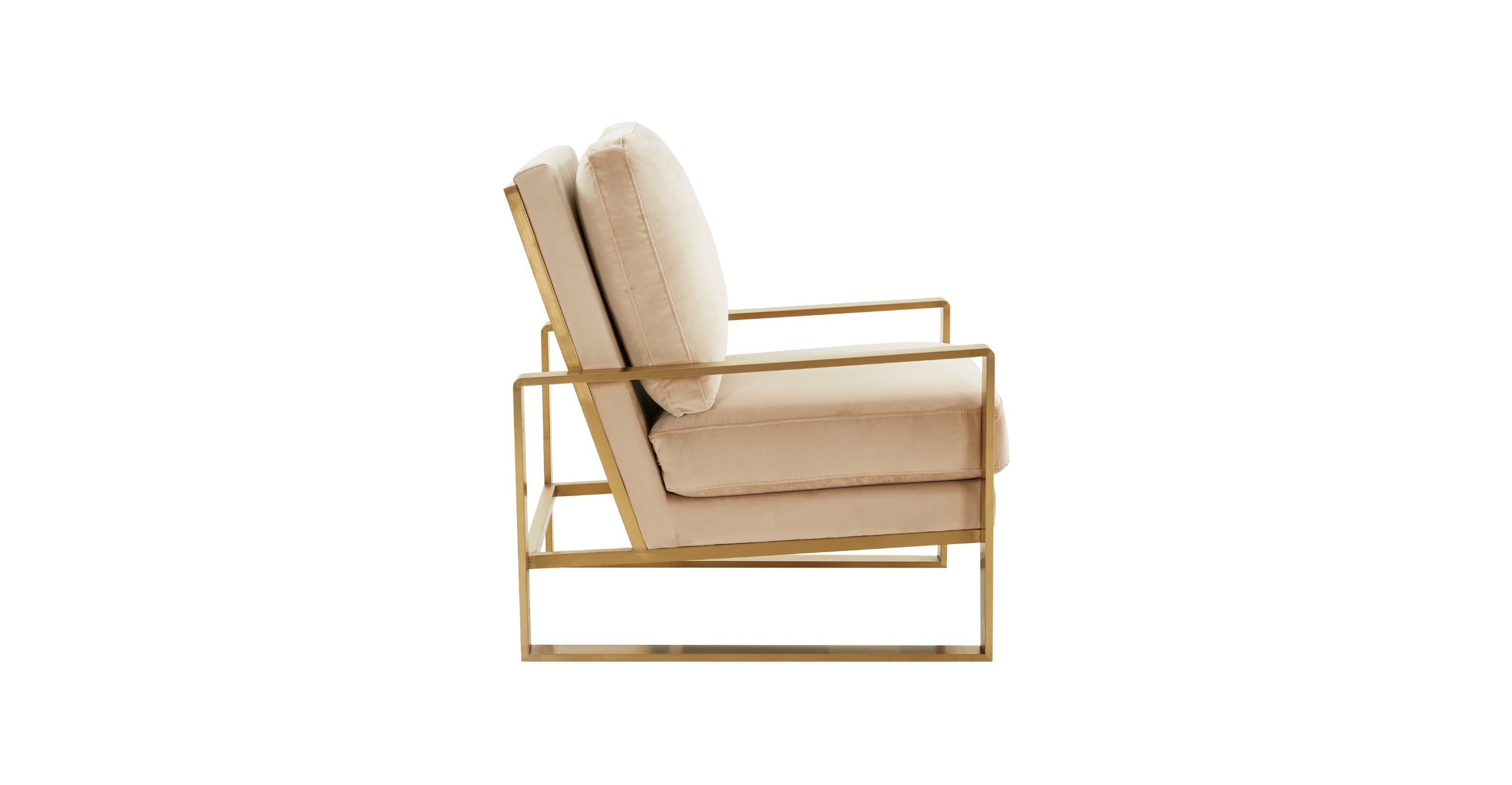 Jefferson Accent Armchair with Upholstered and Gold/Silver Metal Frame Beige / Gold / Velvet