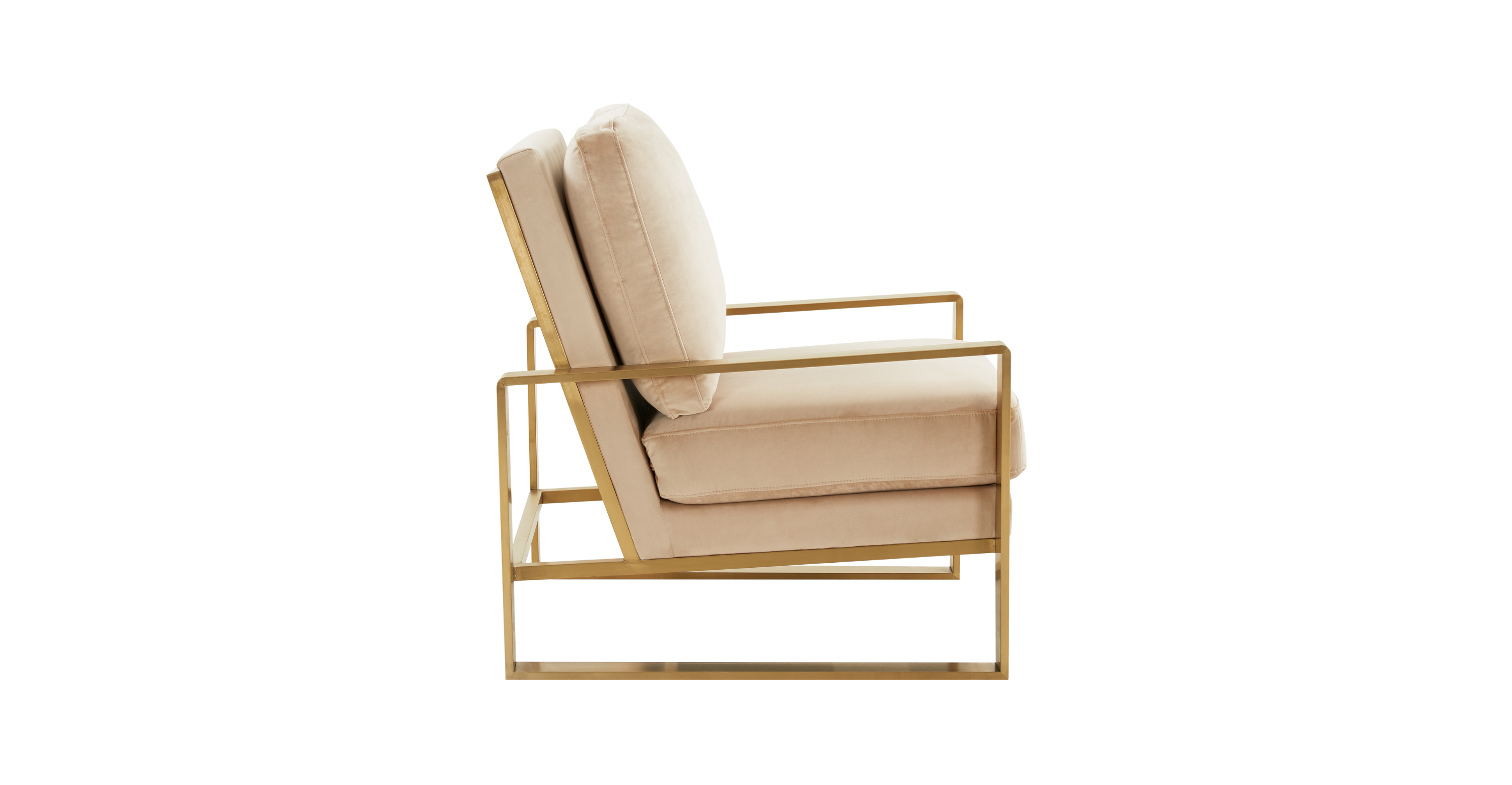 Jefferson Accent Armchair with Upholstered and Gold/Silver Metal Frame Beige / Gold / Velvet