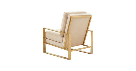 Jefferson Accent Armchair with Upholstered and Gold/Silver Metal Frame Beige / Gold / Velvet