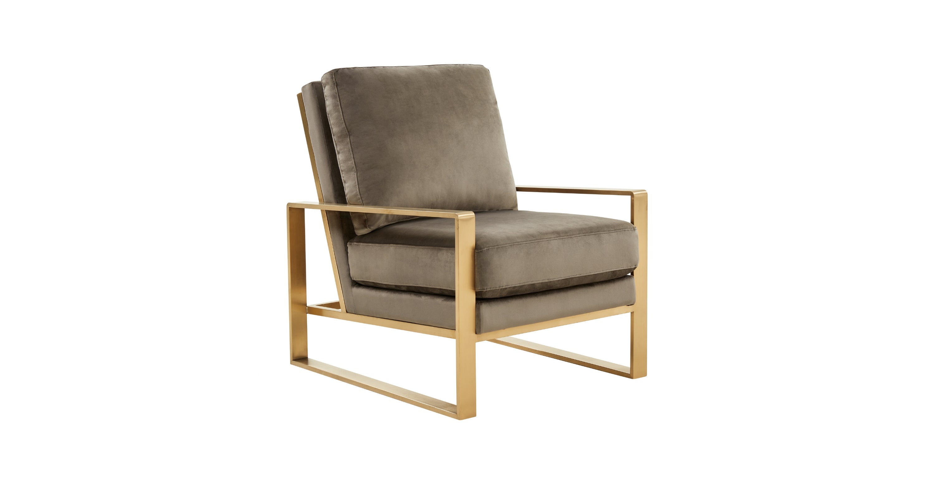 Jefferson Accent Armchair with Upholstered and Gold/Silver Metal Frame Dark Grey / Gold / Velvet