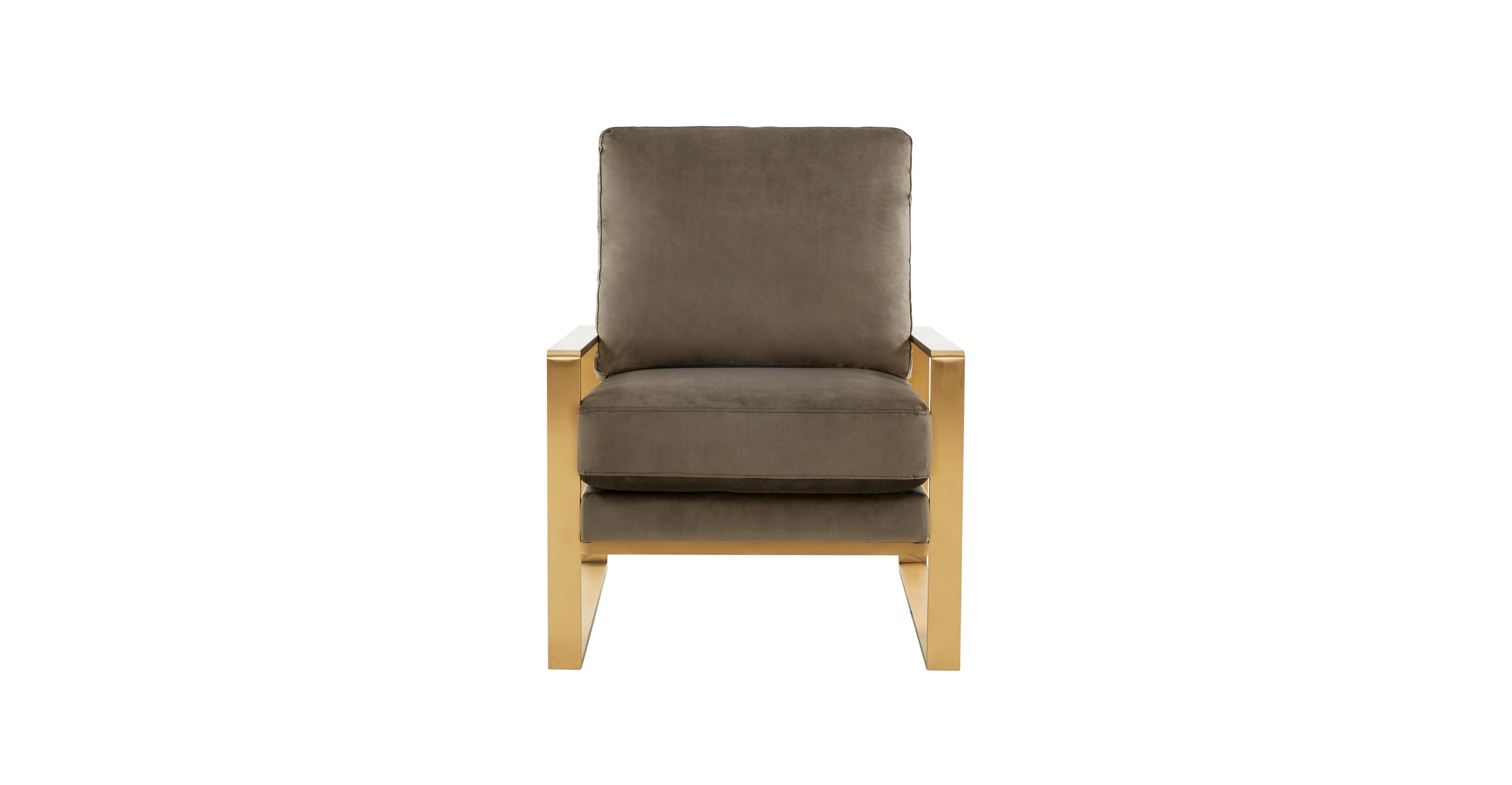 Jefferson Accent Armchair with Upholstered and Gold/Silver Metal Frame Dark Grey / Gold / Velvet