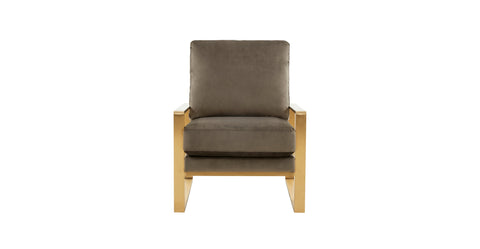 Jefferson Accent Armchair with Upholstered and Gold/Silver Metal Frame Dark Grey / Gold / Velvet