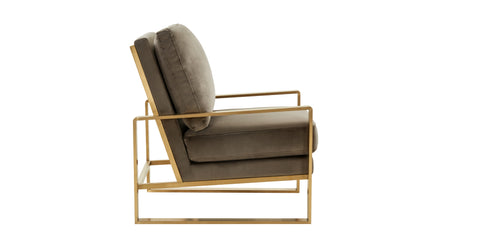 Jefferson Accent Armchair with Upholstered and Gold/Silver Metal Frame Dark Grey / Gold / Velvet