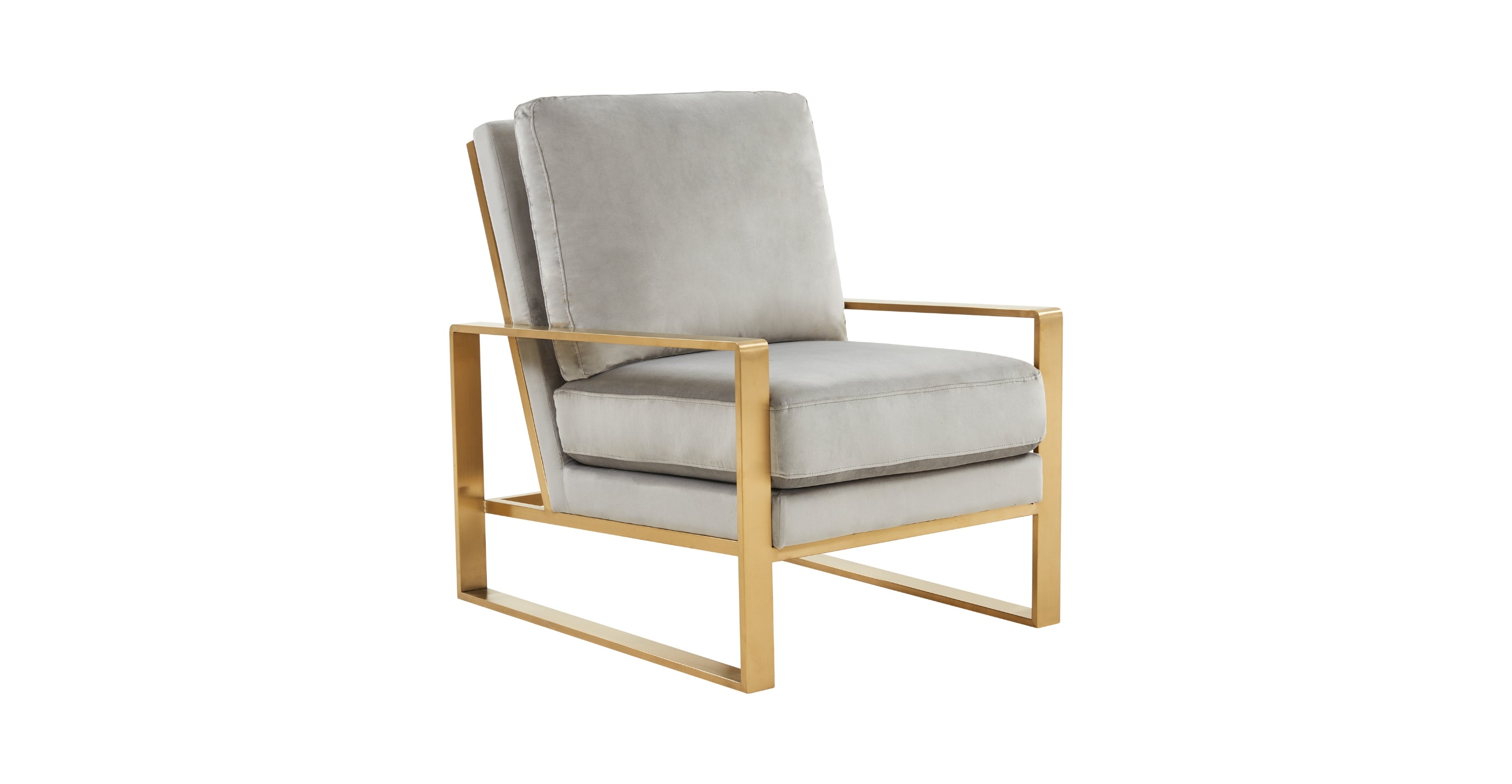 Jefferson Accent Armchair with Upholstered and Gold/Silver Metal Frame Light Grey / Gold / Velvet