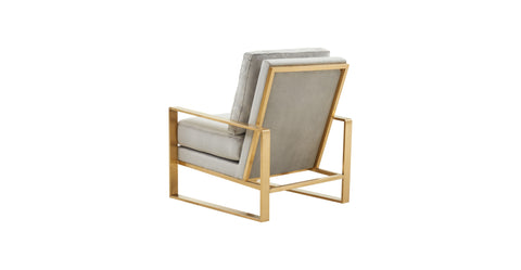 Jefferson Accent Armchair with Upholstered and Gold/Silver Metal Frame Light Grey / Gold / Velvet