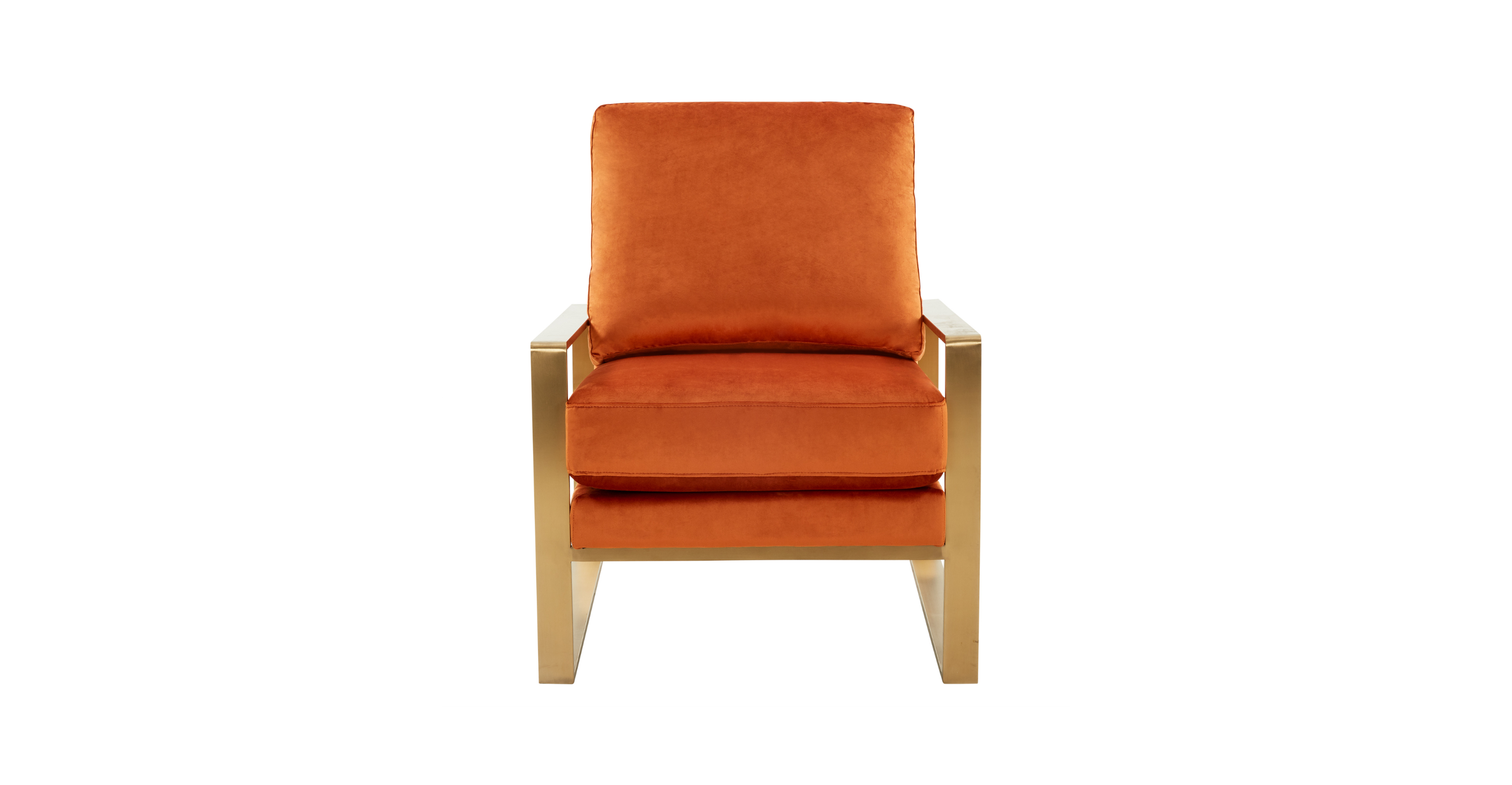 Jefferson Accent Armchair with Upholstered and Gold/Silver Metal Frame Orange Marmalade / Gold / Velvet