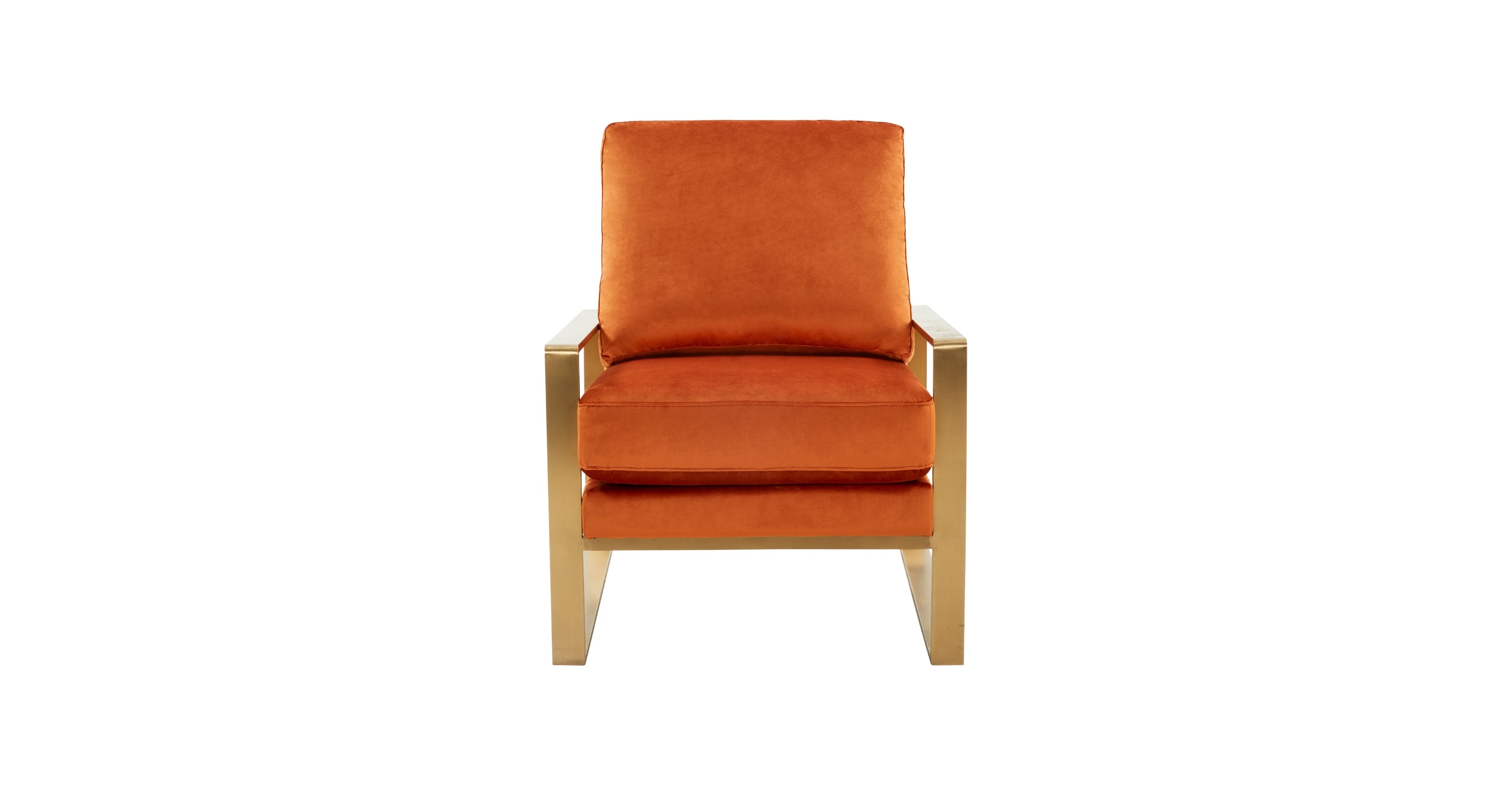 Jefferson Accent Armchair with Upholstered and Gold/Silver Metal Frame Orange Marmalade / Gold / Velvet