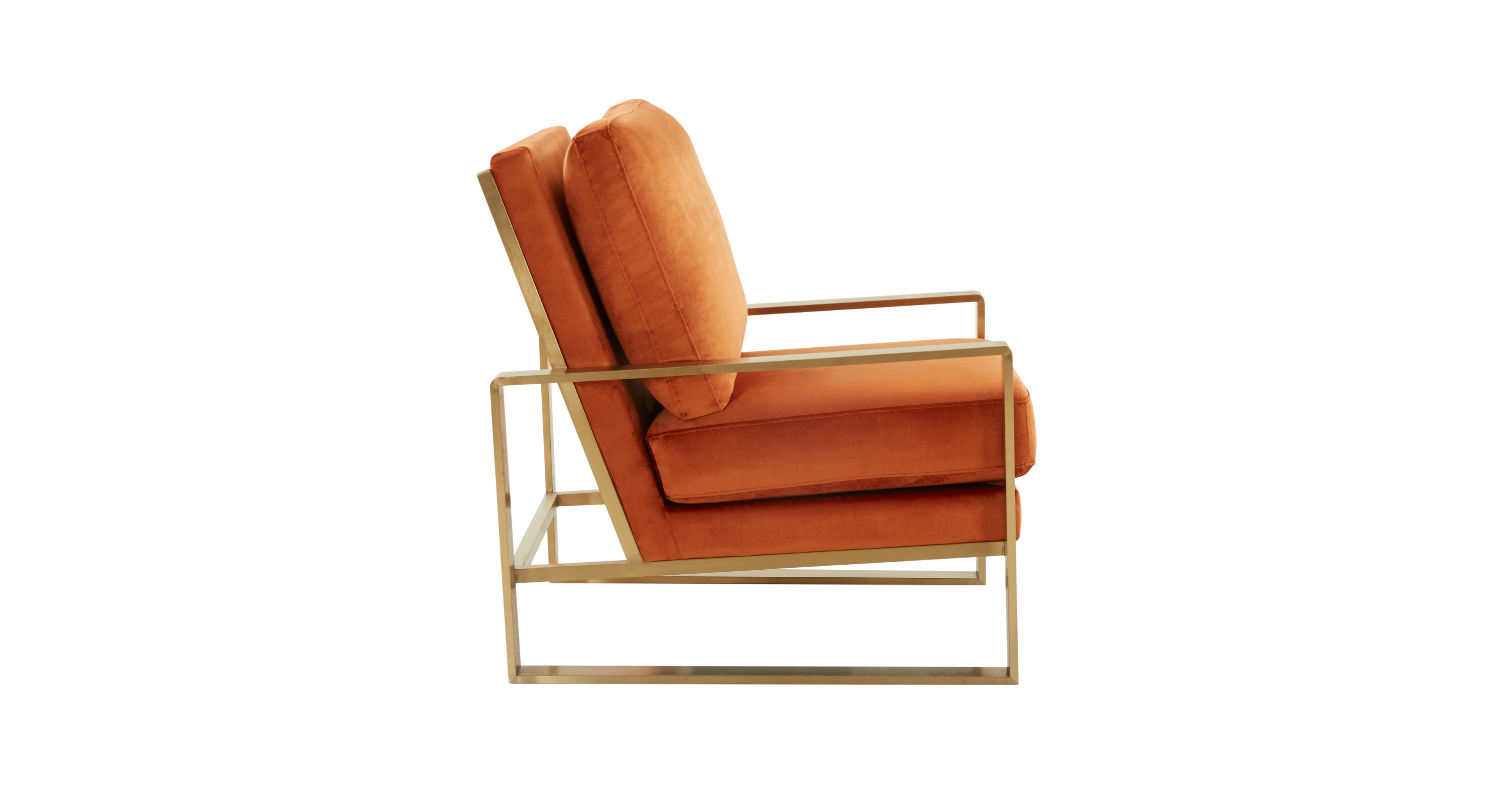 Jefferson Accent Armchair with Upholstered and Gold/Silver Metal Frame Orange Marmalade / Gold / Velvet