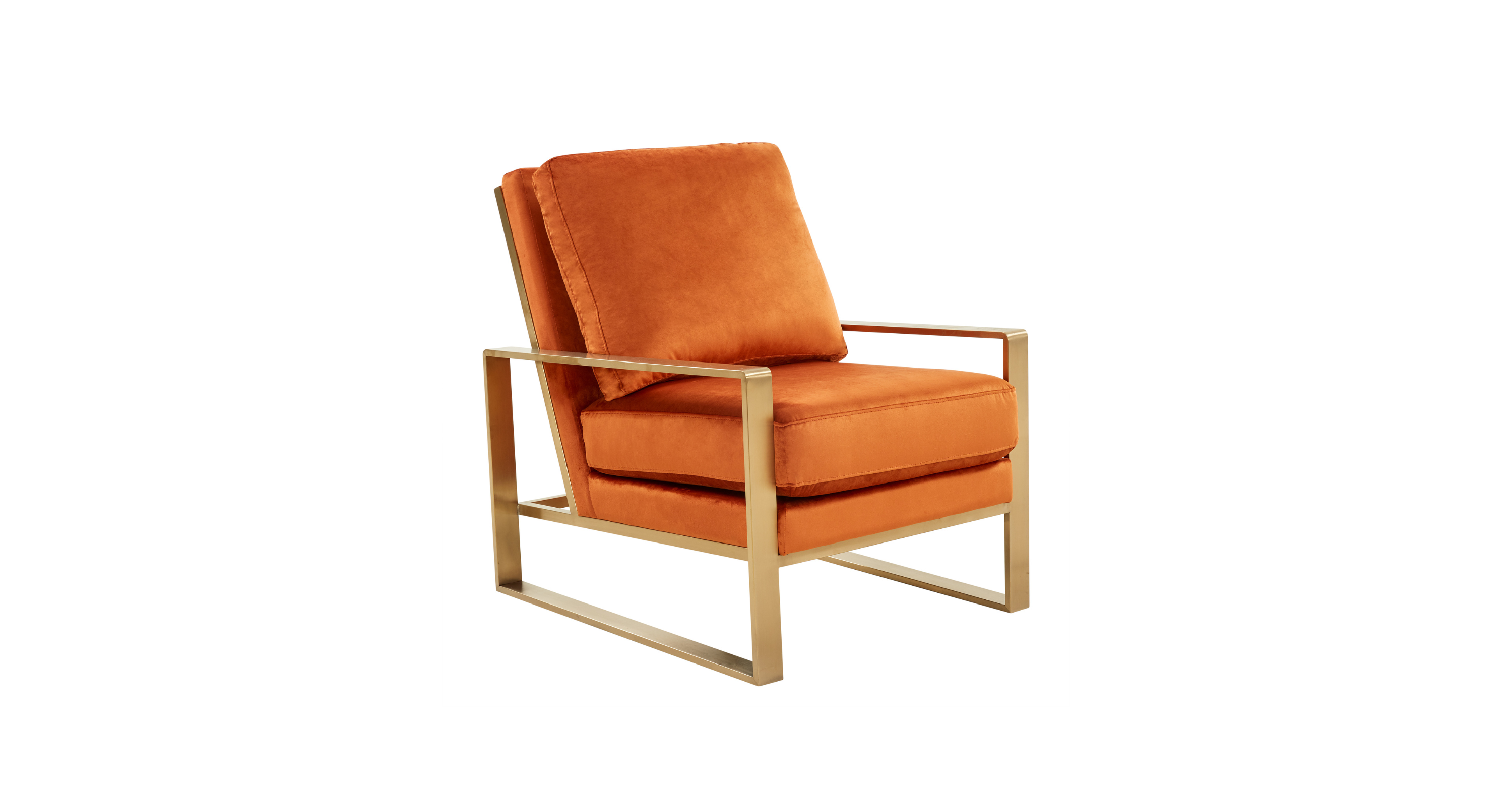 Jefferson Accent Armchair with Upholstered and Gold/Silver Metal Frame Orange Marmalade / Gold / Velvet