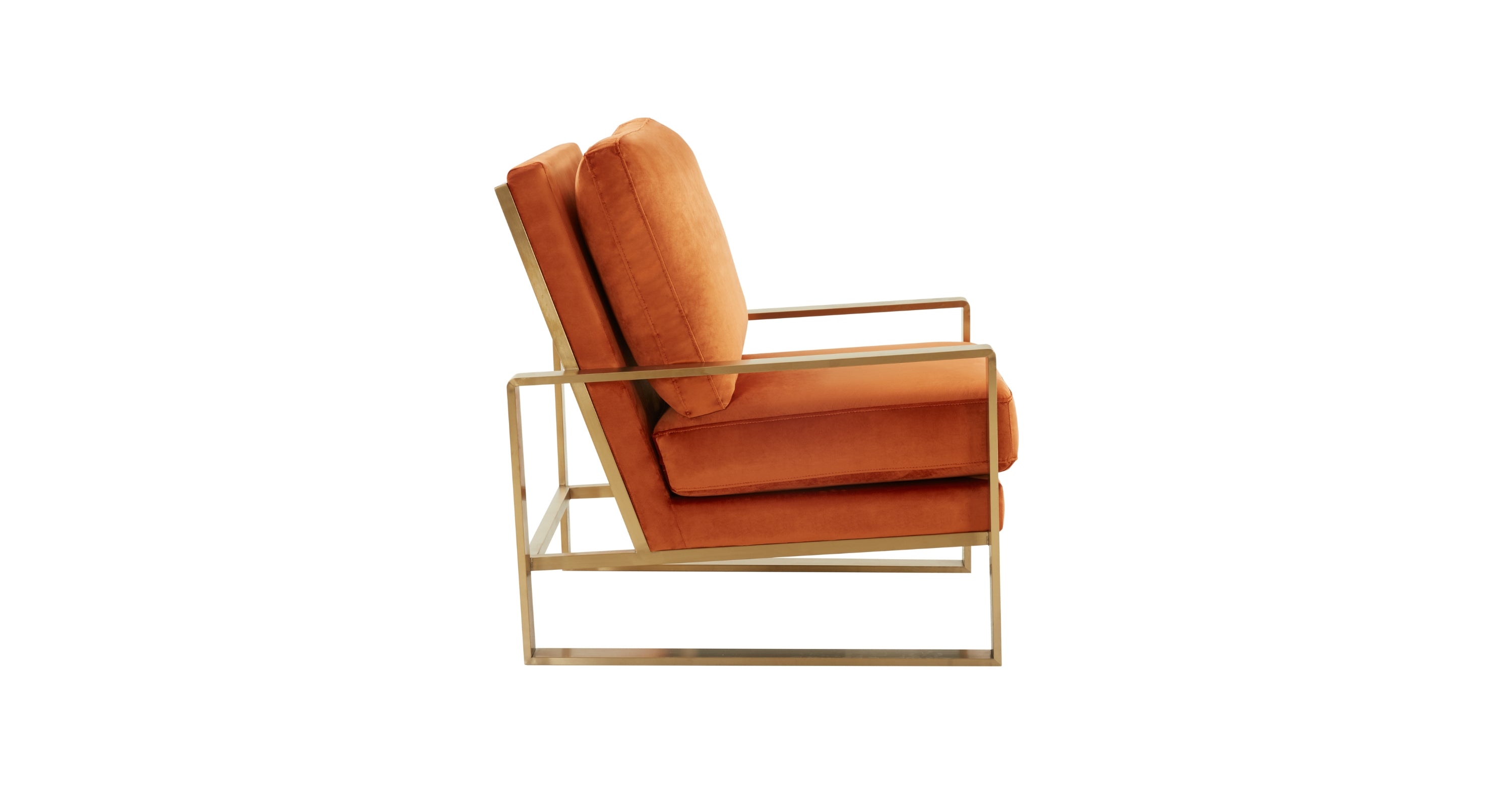 Jefferson Accent Armchair with Upholstered and Gold/Silver Metal Frame Orange Marmalade / Gold / Velvet