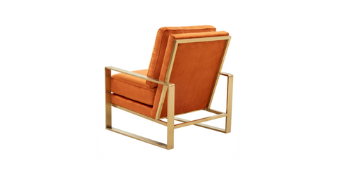 Jefferson Accent Armchair with Upholstered and Gold/Silver Metal Frame Orange Marmalade / Gold / Velvet