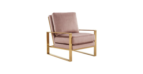 Jefferson Accent Armchair with Upholstered and Gold/Silver Metal Frame Pink / Gold / Velvet