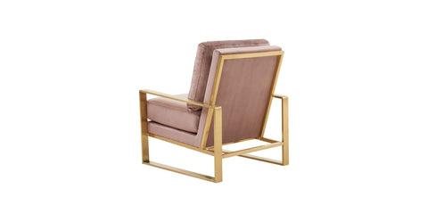 Jefferson Accent Armchair with Upholstered and Gold/Silver Metal Frame Pink / Gold / Velvet