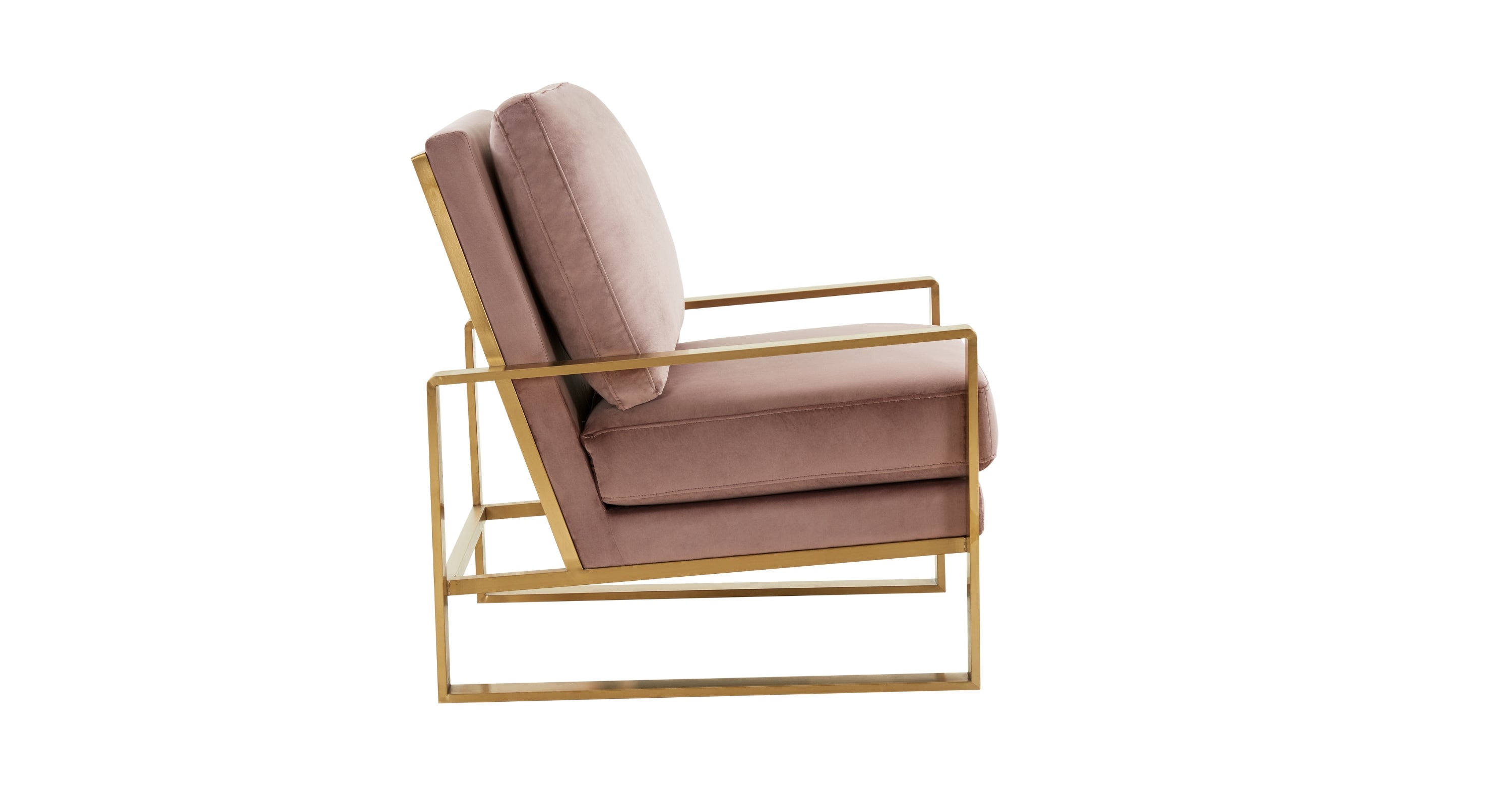 Jefferson Accent Armchair with Upholstered and Gold/Silver Metal Frame Pink / Gold / Velvet