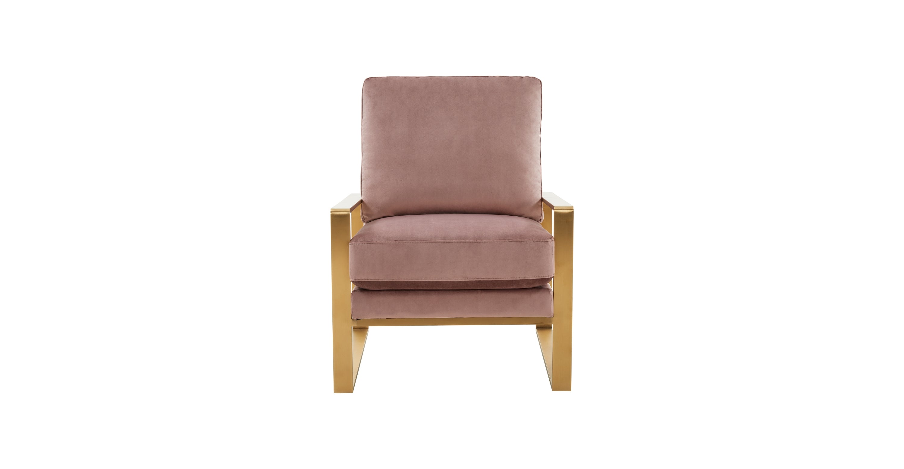 Jefferson Accent Armchair with Upholstered and Gold/Silver Metal Frame Pink / Gold / Velvet