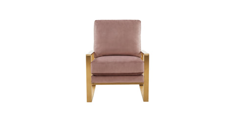 Jefferson Accent Armchair with Upholstered and Gold/Silver Metal Frame Pink / Gold / Velvet