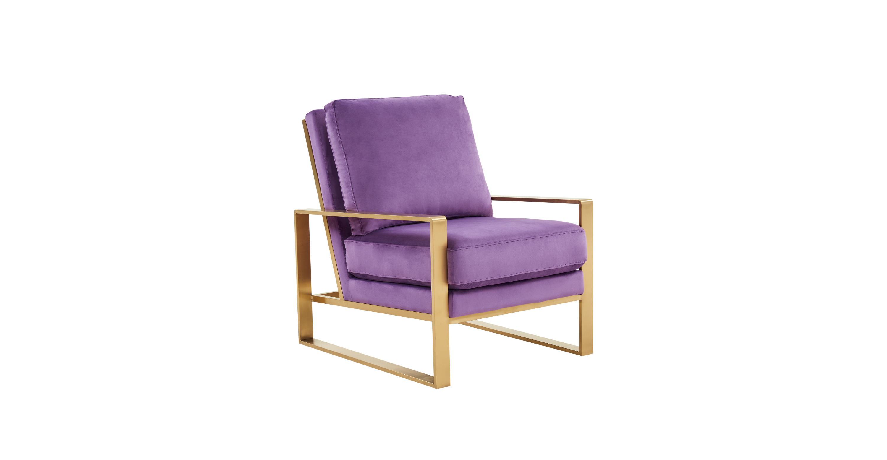 Jefferson Accent Armchair with Upholstered and Gold/Silver Metal Frame Purple / Gold / Velvet