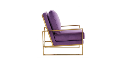 Jefferson Accent Armchair with Upholstered and Gold/Silver Metal Frame Purple / Gold / Velvet