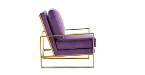 Jefferson Accent Armchair with Upholstered and Gold/Silver Metal Frame Purple / Gold / Velvet