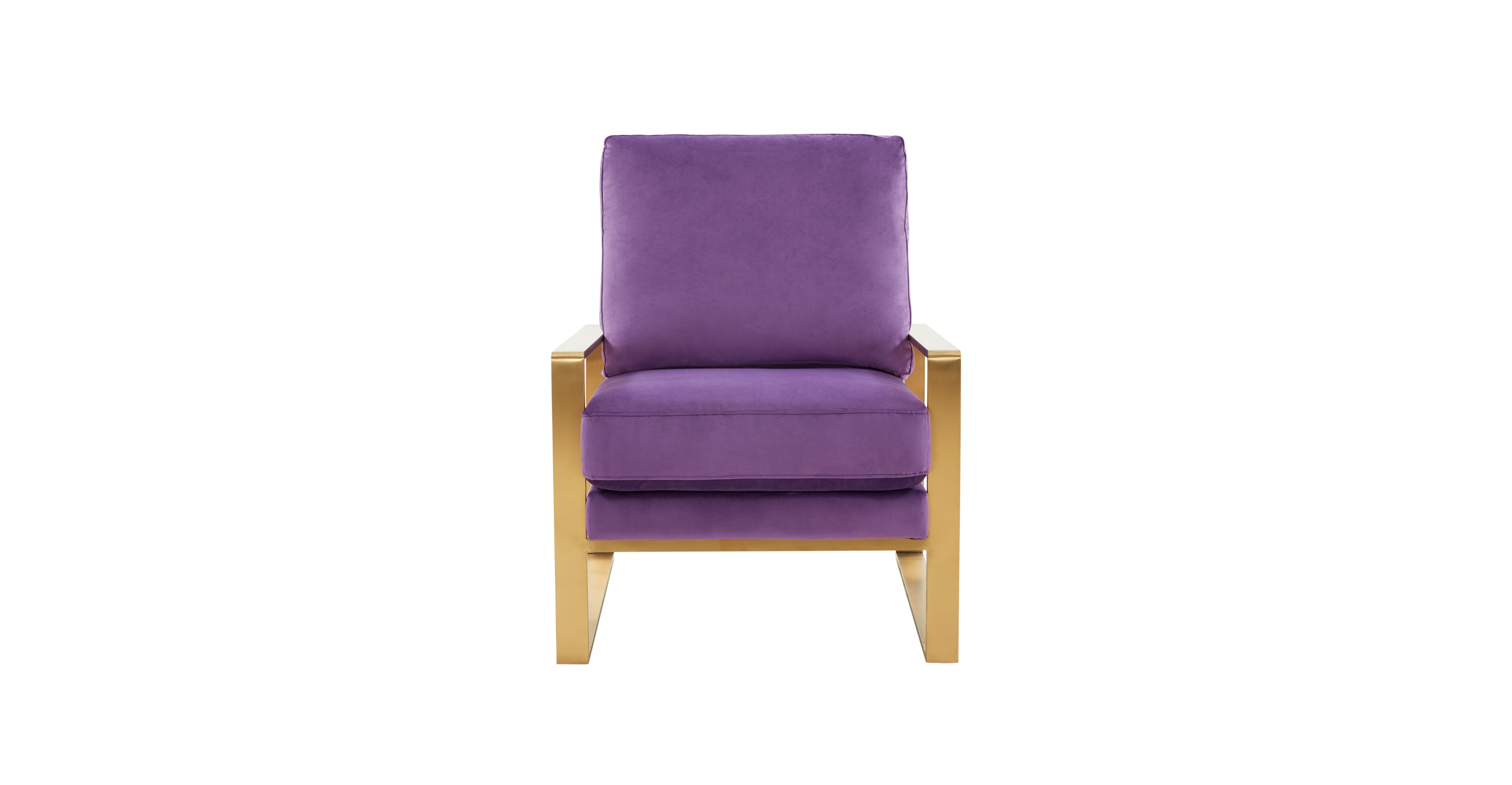 Jefferson Accent Armchair with Upholstered and Gold/Silver Metal Frame Purple / Gold / Velvet