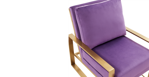 Jefferson Accent Armchair with Upholstered and Gold/Silver Metal Frame Purple / Gold / Velvet