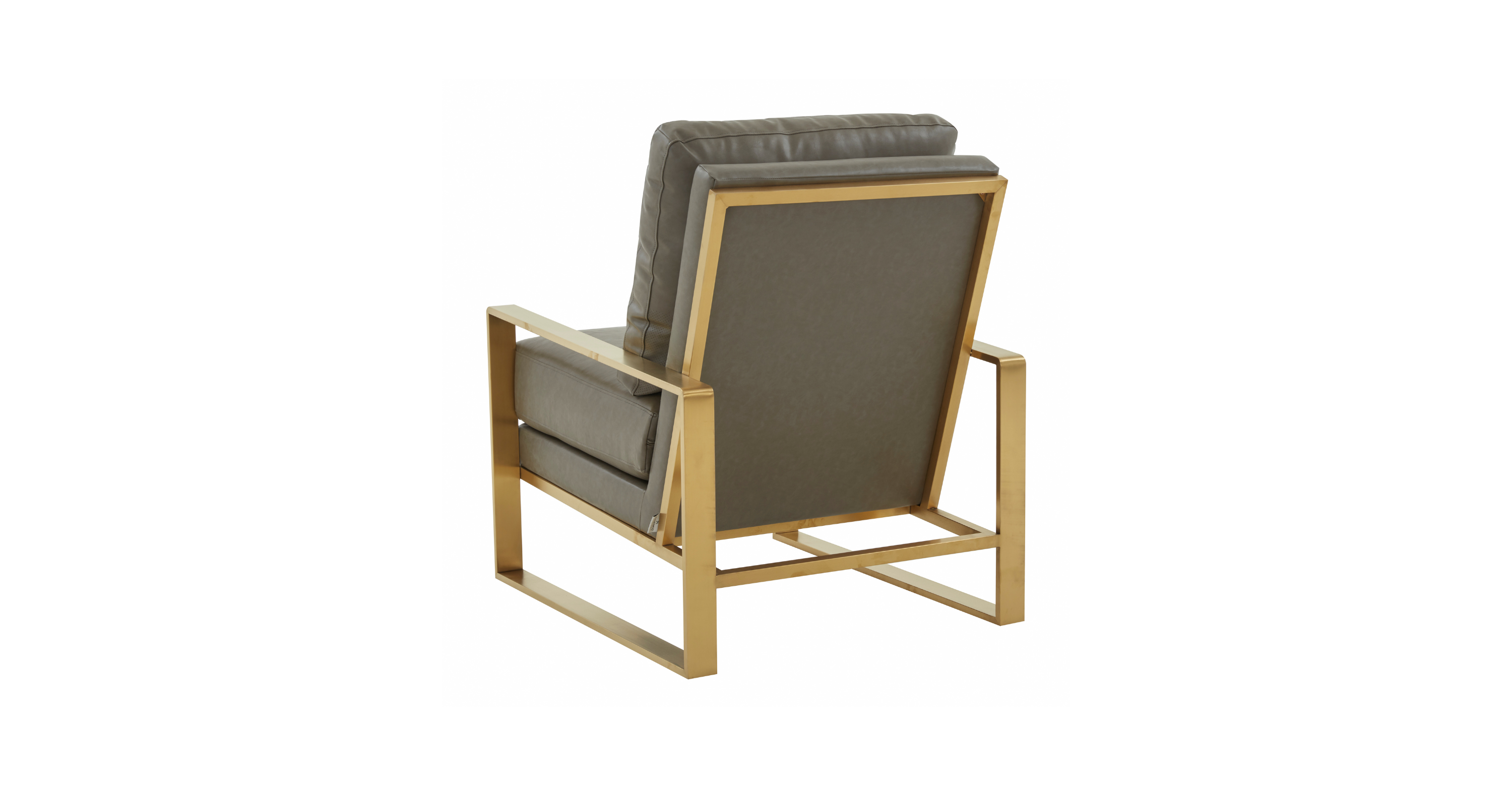 Jefferson Accent Armchair with Upholstered and Gold/Silver Metal Frame Grey / Gold / Leather