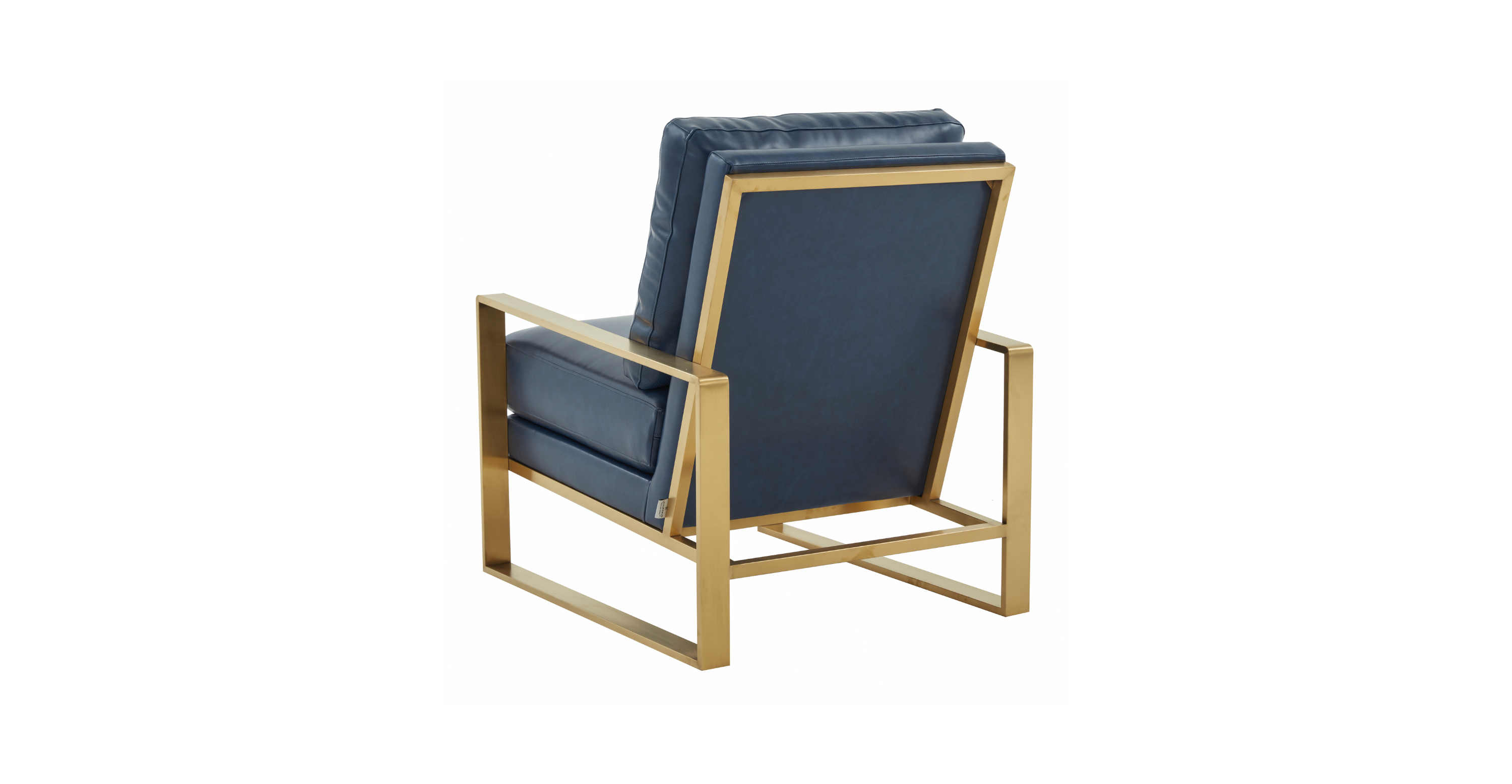 Jefferson Accent Armchair with Upholstered and Gold/Silver Metal Frame Navy Blue / Gold / Leather