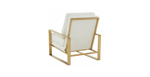 Jefferson Accent Armchair with Upholstered and Gold/Silver Metal Frame White / Gold / Leather