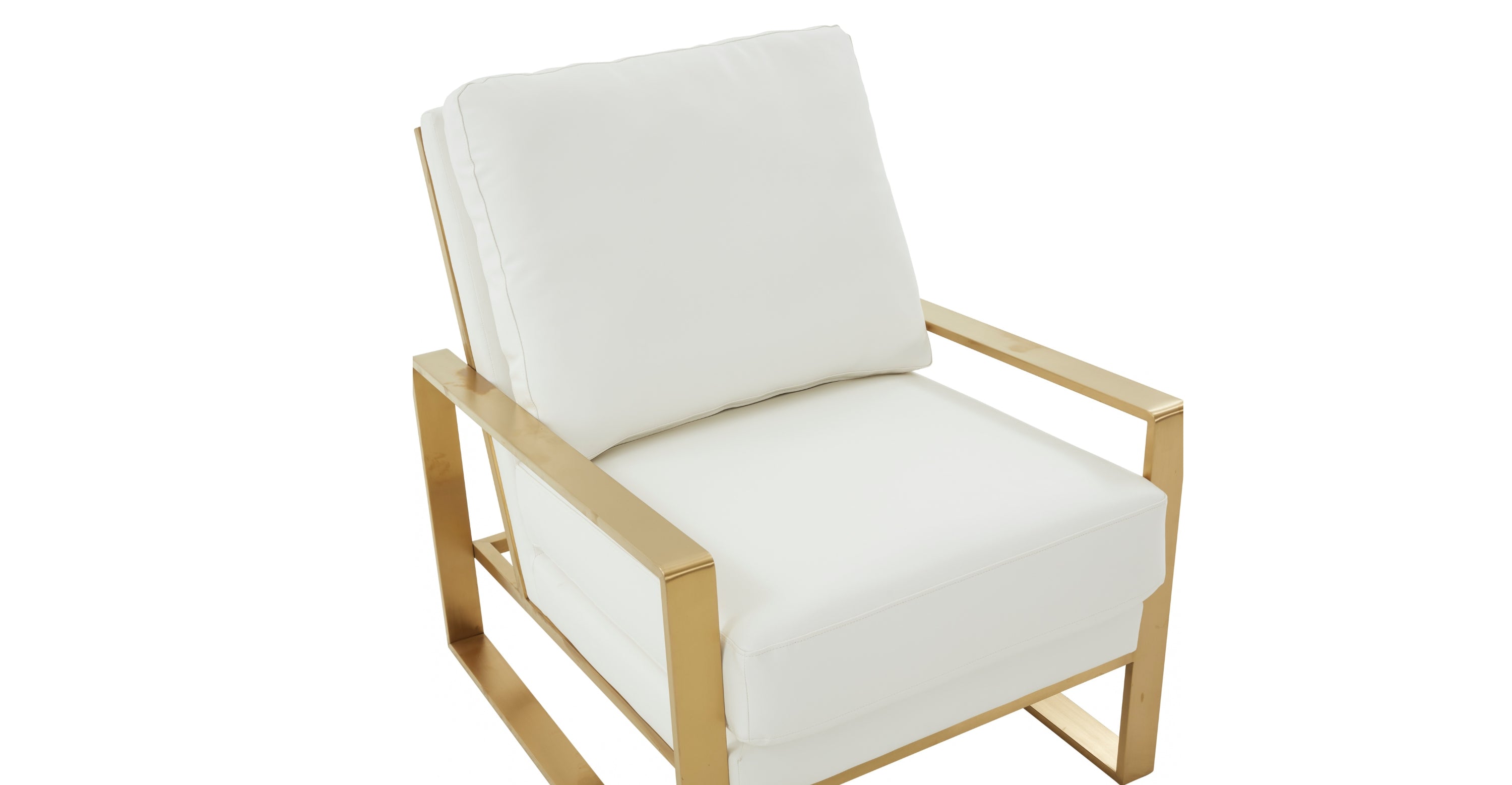 Jefferson Accent Armchair with Upholstered and Gold/Silver Metal Frame White / Gold / Leather