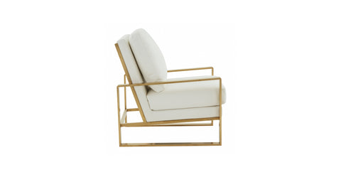 Jefferson Accent Armchair with Upholstered and Gold/Silver Metal Frame White / Gold / Leather