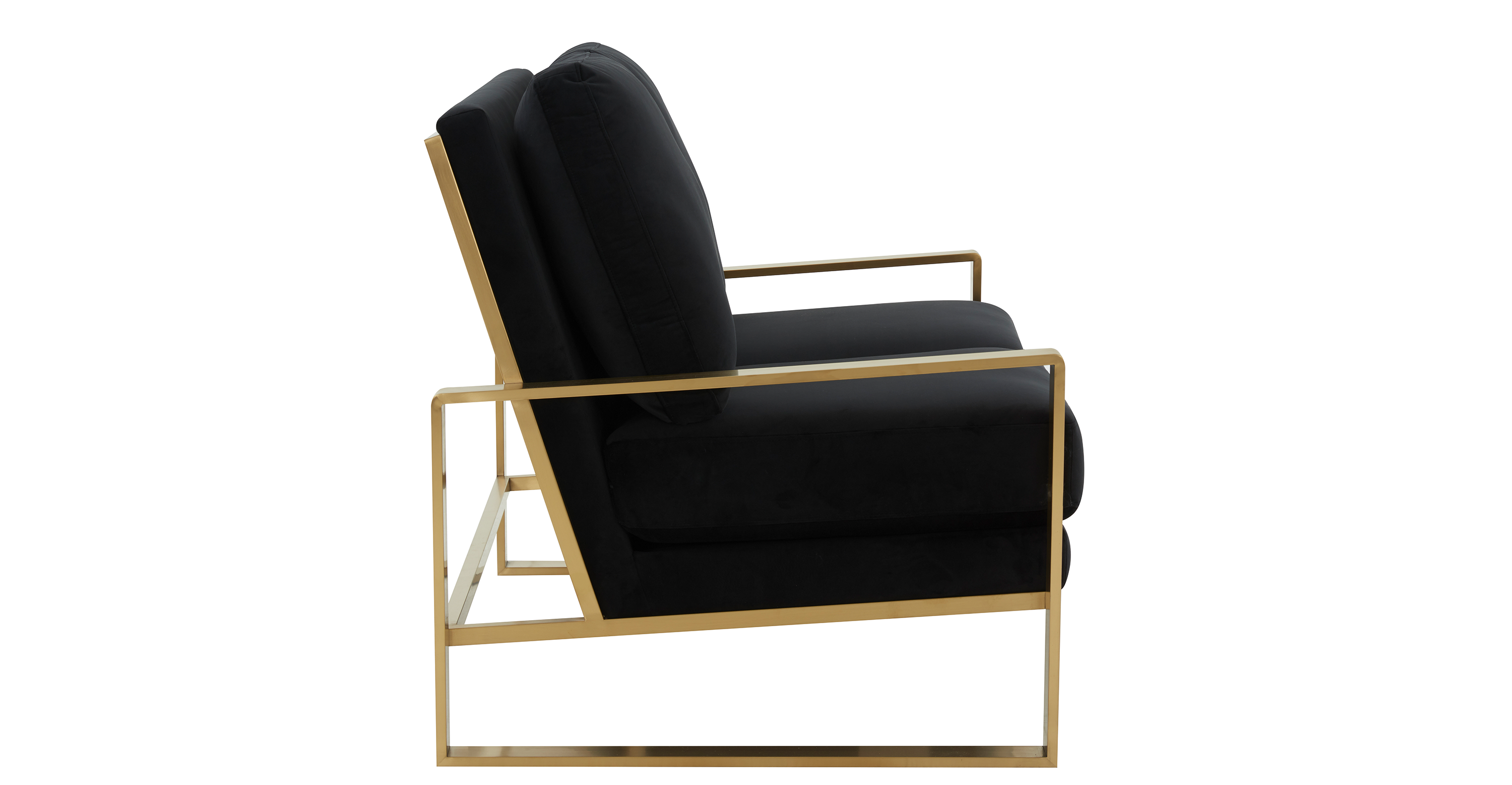 Jefferson Contemporary Velvet/Leather Loveseat with Stainless Steel Frame Black / Velvet / Gold