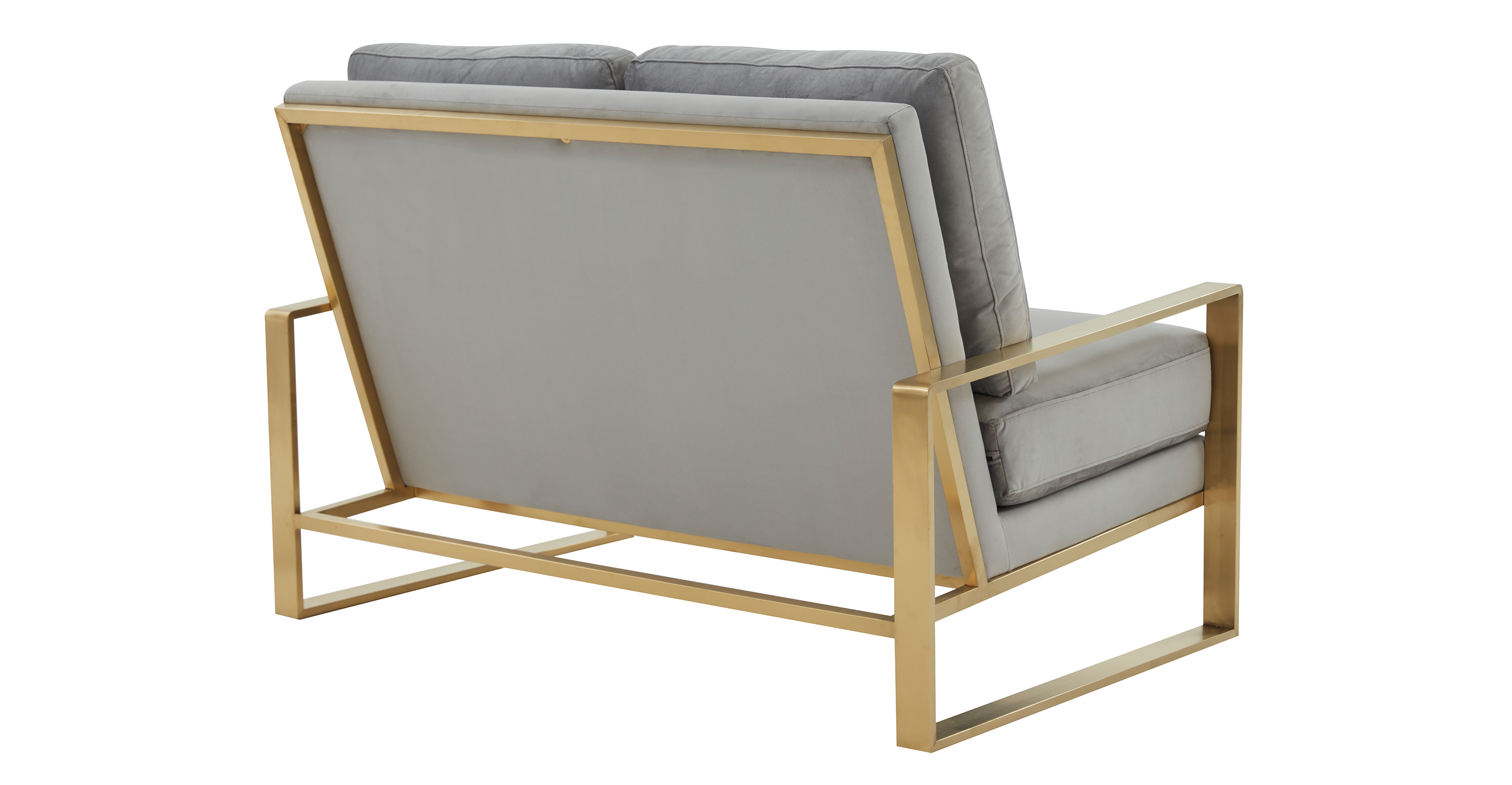 Jefferson Contemporary Velvet/Leather Loveseat with Stainless Steel Frame Light Grey / Velvet / Gold