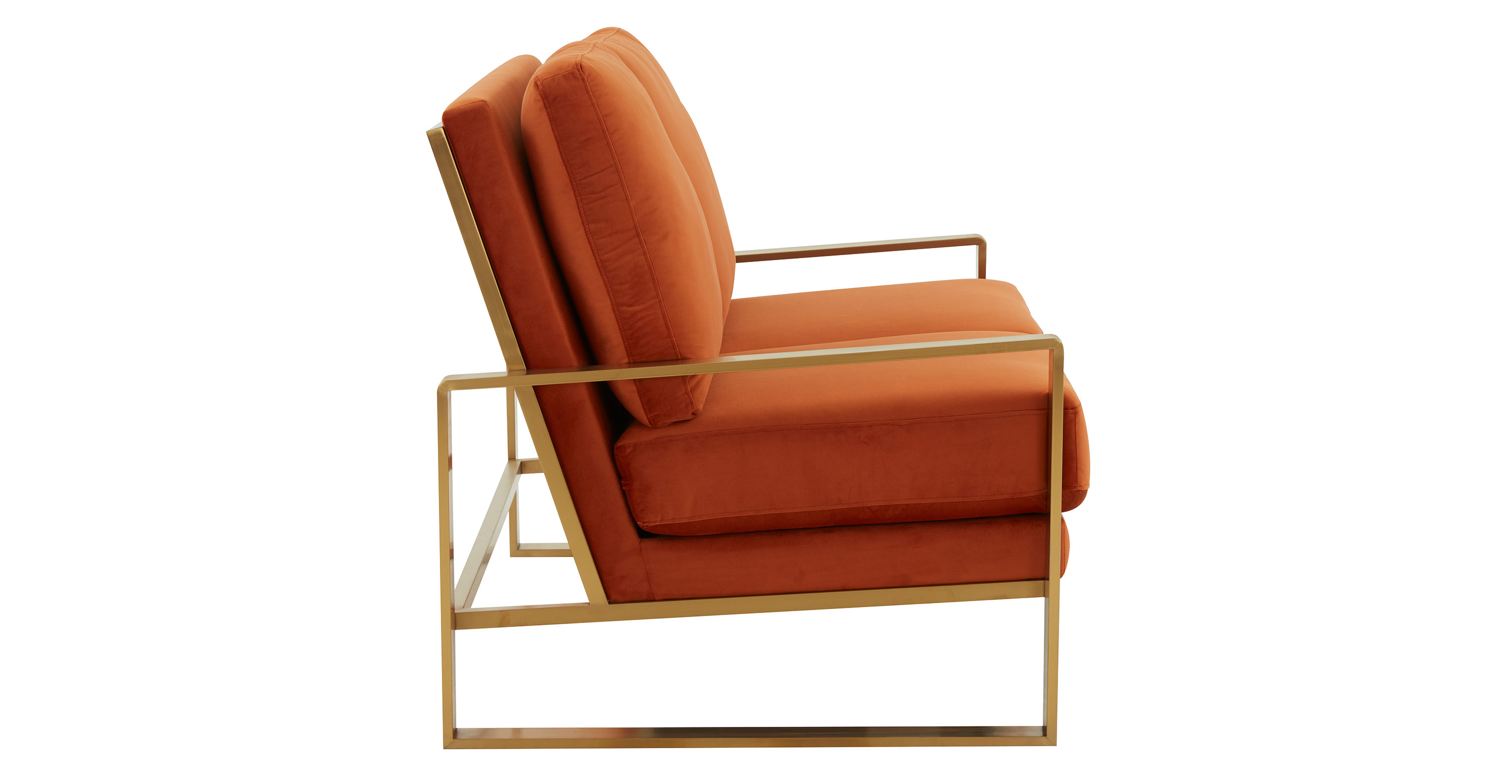 Jefferson Contemporary Velvet/Leather Loveseat with Stainless Steel Frame Orange / Velvet / Gold