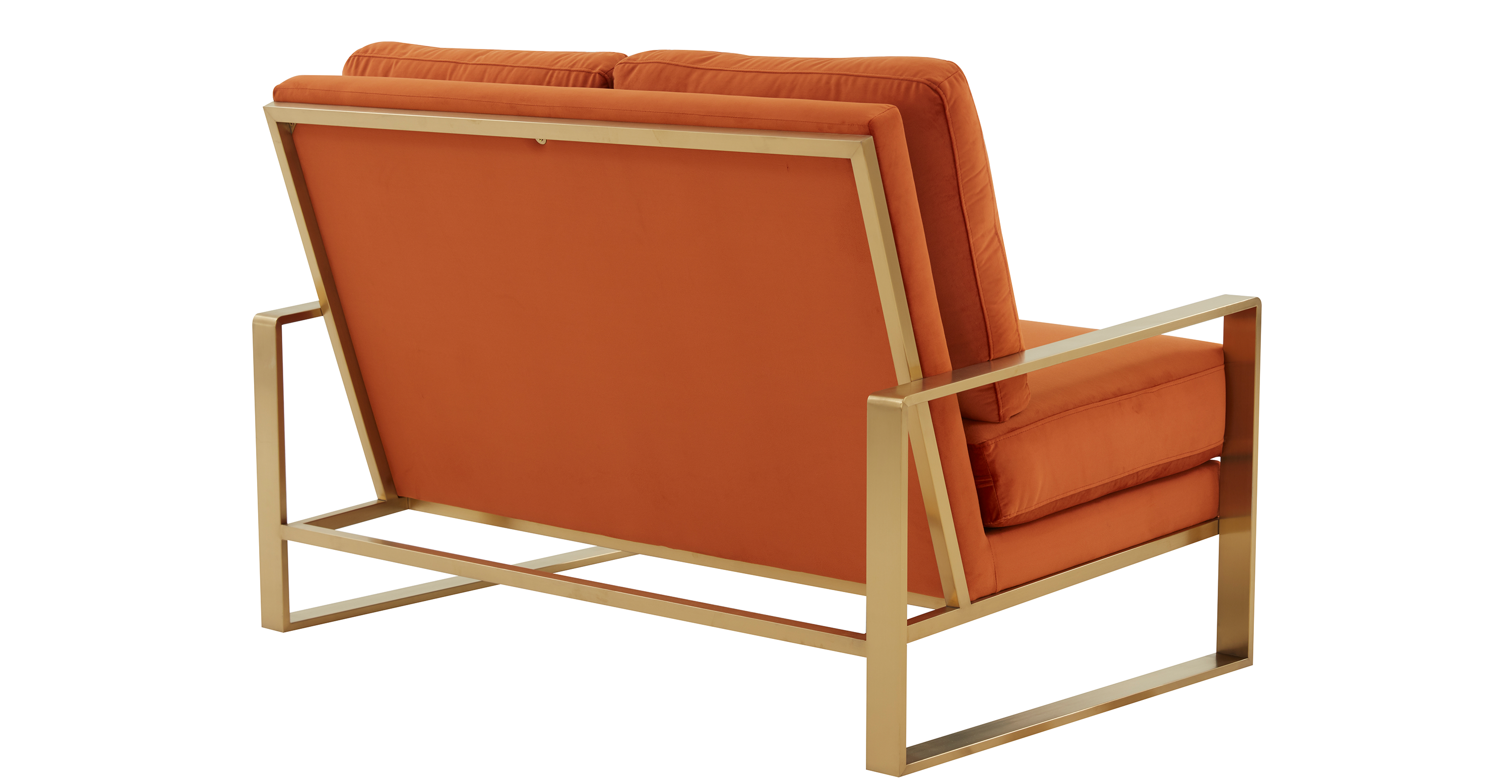 Jefferson Contemporary Velvet/Leather Loveseat with Stainless Steel Frame Orange / Velvet / Gold