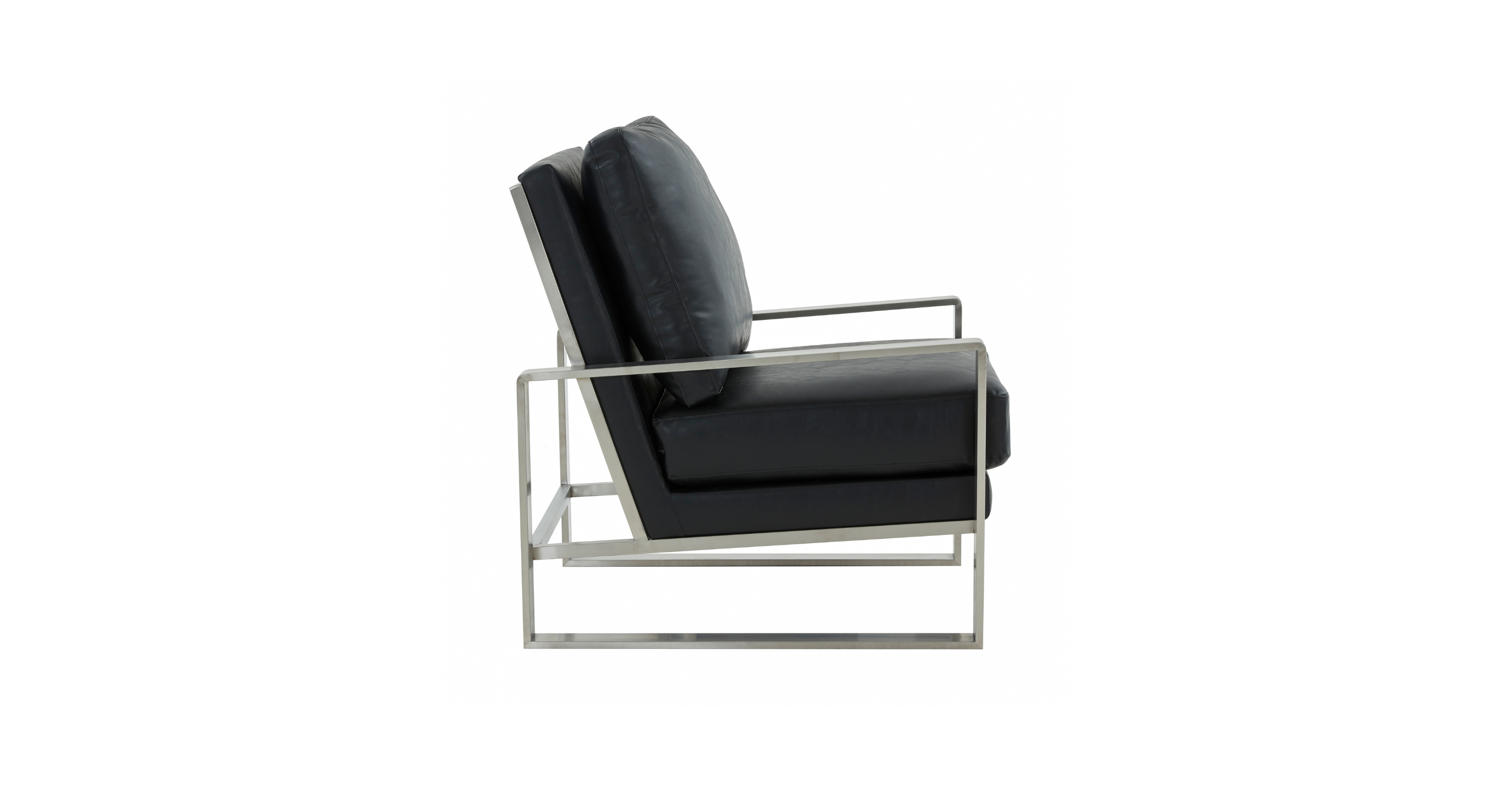 Jefferson Accent Armchair with Upholstered and Gold/Silver Metal Frame Black / Silver / Leather