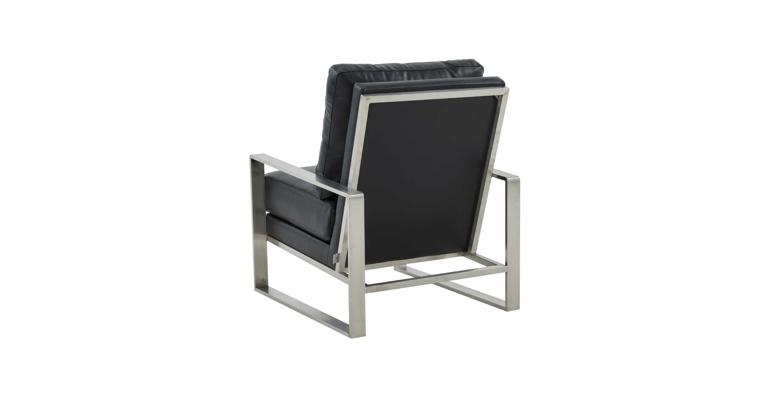 Jefferson Accent Armchair with Upholstered and Gold/Silver Metal Frame Black / Silver / Leather